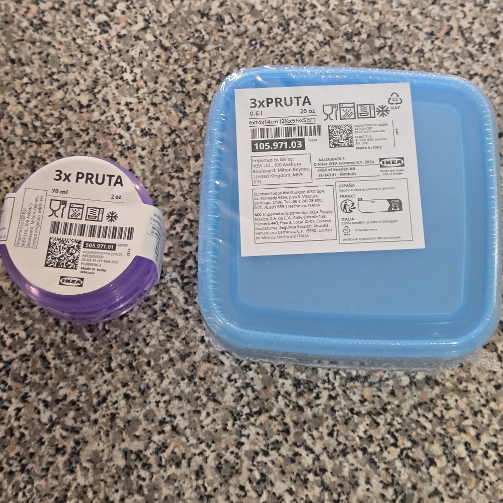 IKEA PRUTA Plastic Food Storage Set - Blue & Purple